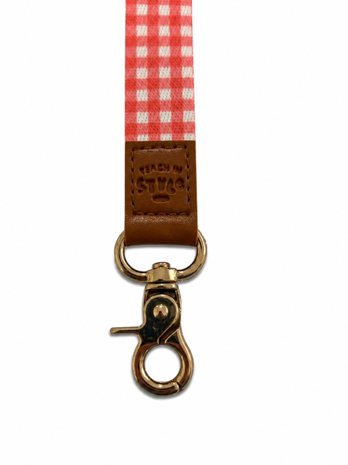 Blushing Gingham Lanyard